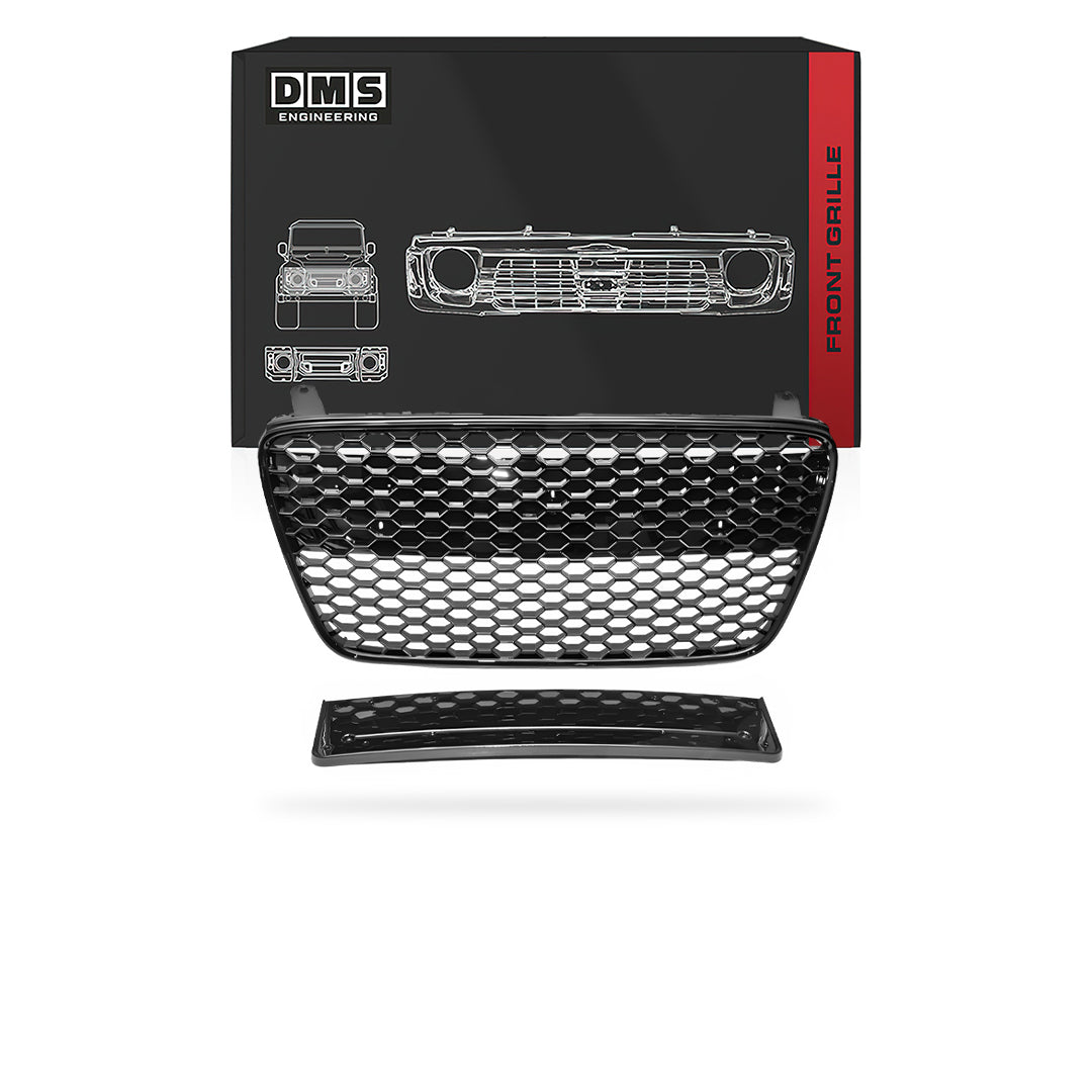 Audi R8 GEN 1 Type 42 (2008 - 2012) Gloss Black Honeycomb RS Style Front Bumper Bar Grille