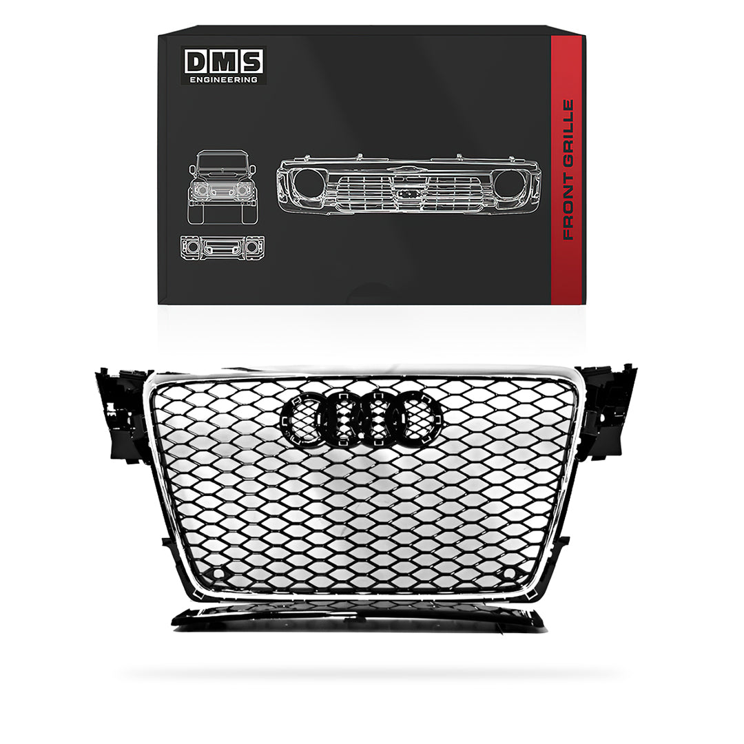 Audi S4 B8 (2009 - 2011) Gloss Black / Chrome Black Honeycomb RS4 Style Front Bumper Bar Grille (Copy)