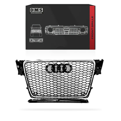 Audi S4 B8 (2009 - 2011) Gloss Black / Chrome Black Honeycomb RS4 Style Front Bumper Bar Grille (Copy)