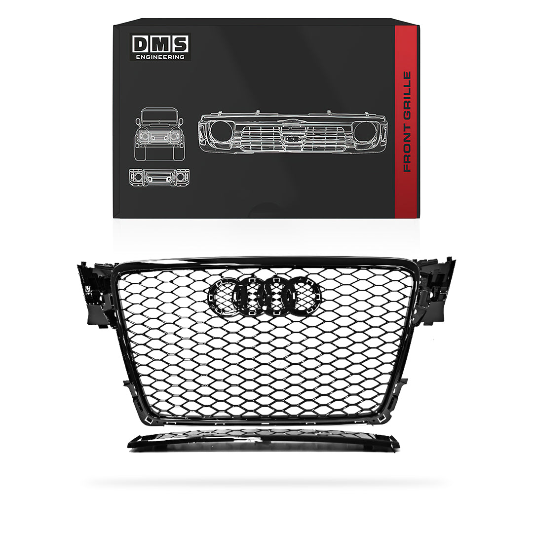 Audi S4 B8 (2009 - 2011) Gloss Black / Chrome Black Honeycomb RS4 Style Front Bumper Bar Grille (Copy)