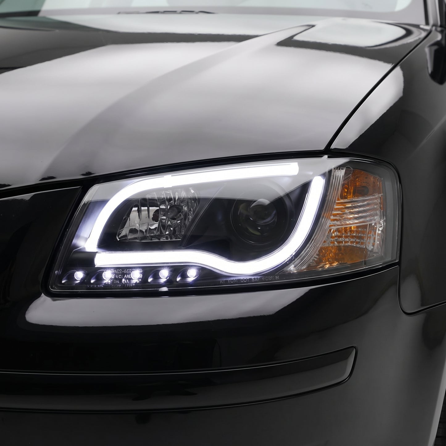 Audi A3 8P Pre Facelift (2003 - 2008) Black Day Time 3D LED DRL Projector Headlights LH + RH