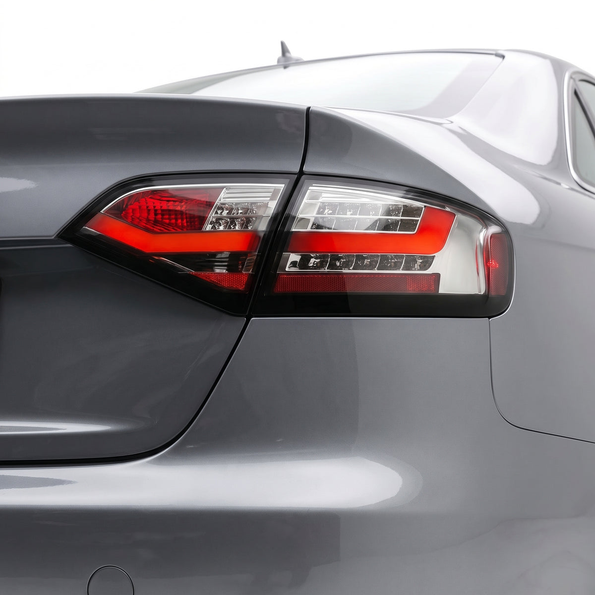 Audi A4 B8 (2008 - 2012) For model with stock Halogen tail lights only 3D LED Stripe Tail Lights LH + RH installed close-up