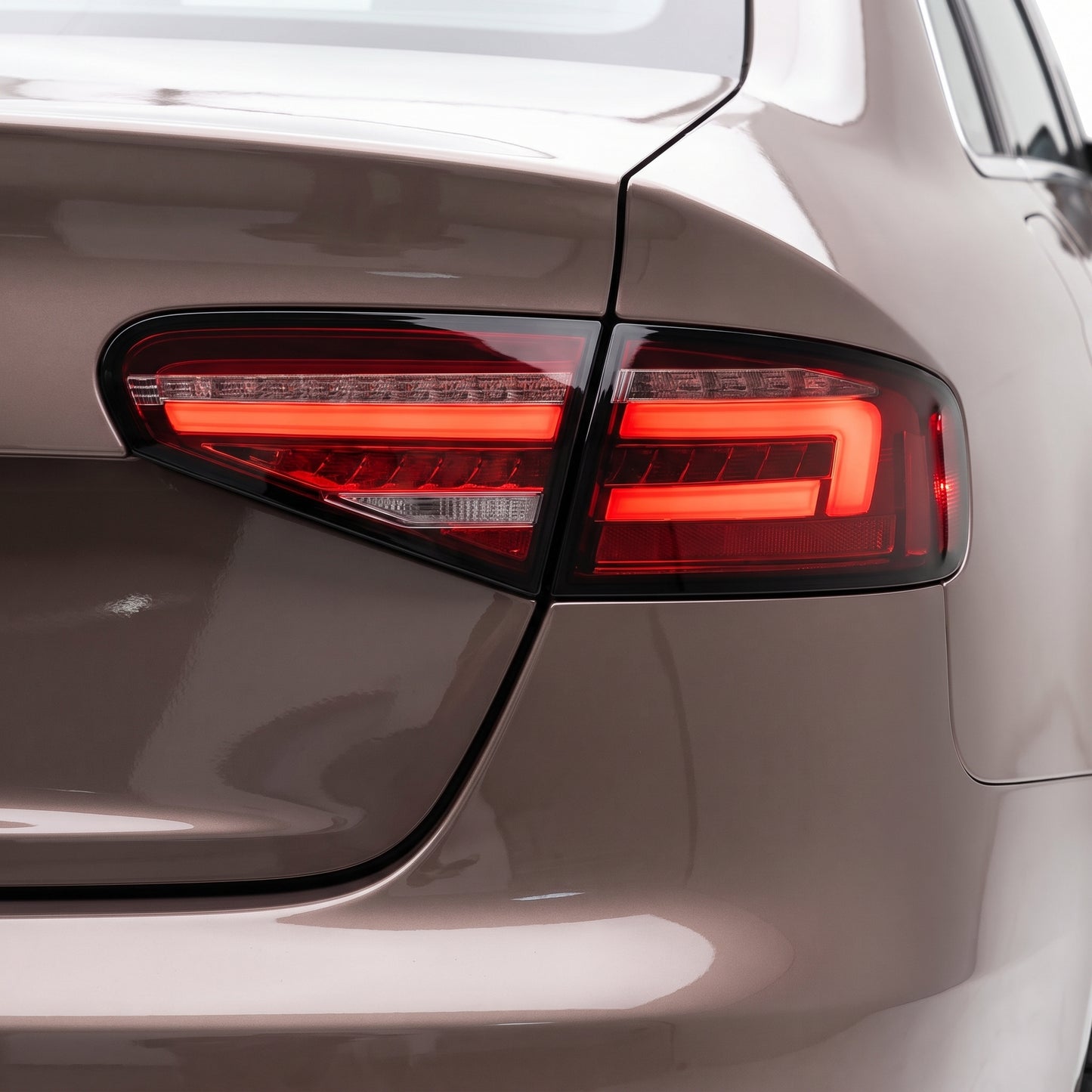 Audi A4 B8 (2012 - 2015) For models Stock Halogen Tail Lights only Clear Red Sequential 3D LED Stripe Tail Lights LH + RH