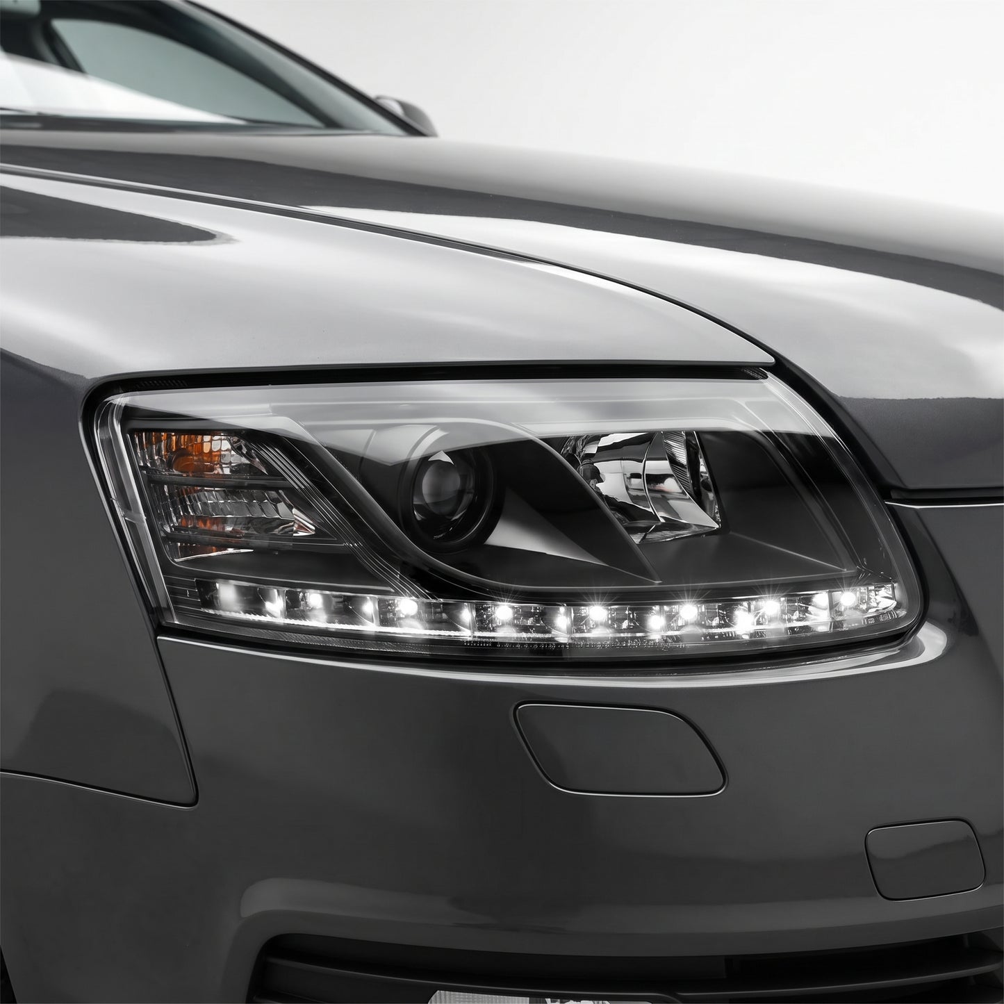 Audi A6 C6 (2004 - 2011) Black LED DRL Projector Headlights LH + RH