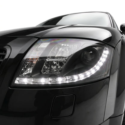 Audi TT 8N (1999 - 2005) LED DRL Projector Headlights LH + RH installed close-up