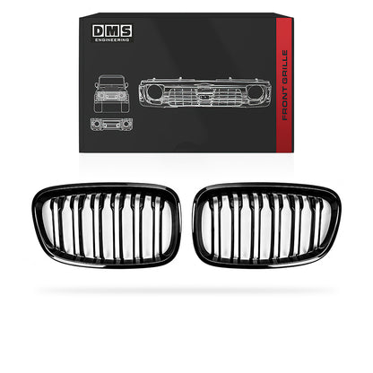 BMW 1 Series F20 (2011 - 2015) Gloss Black / Gloss Black with Colour Stripes M4 style Front Bumper Bar Kidney Grille