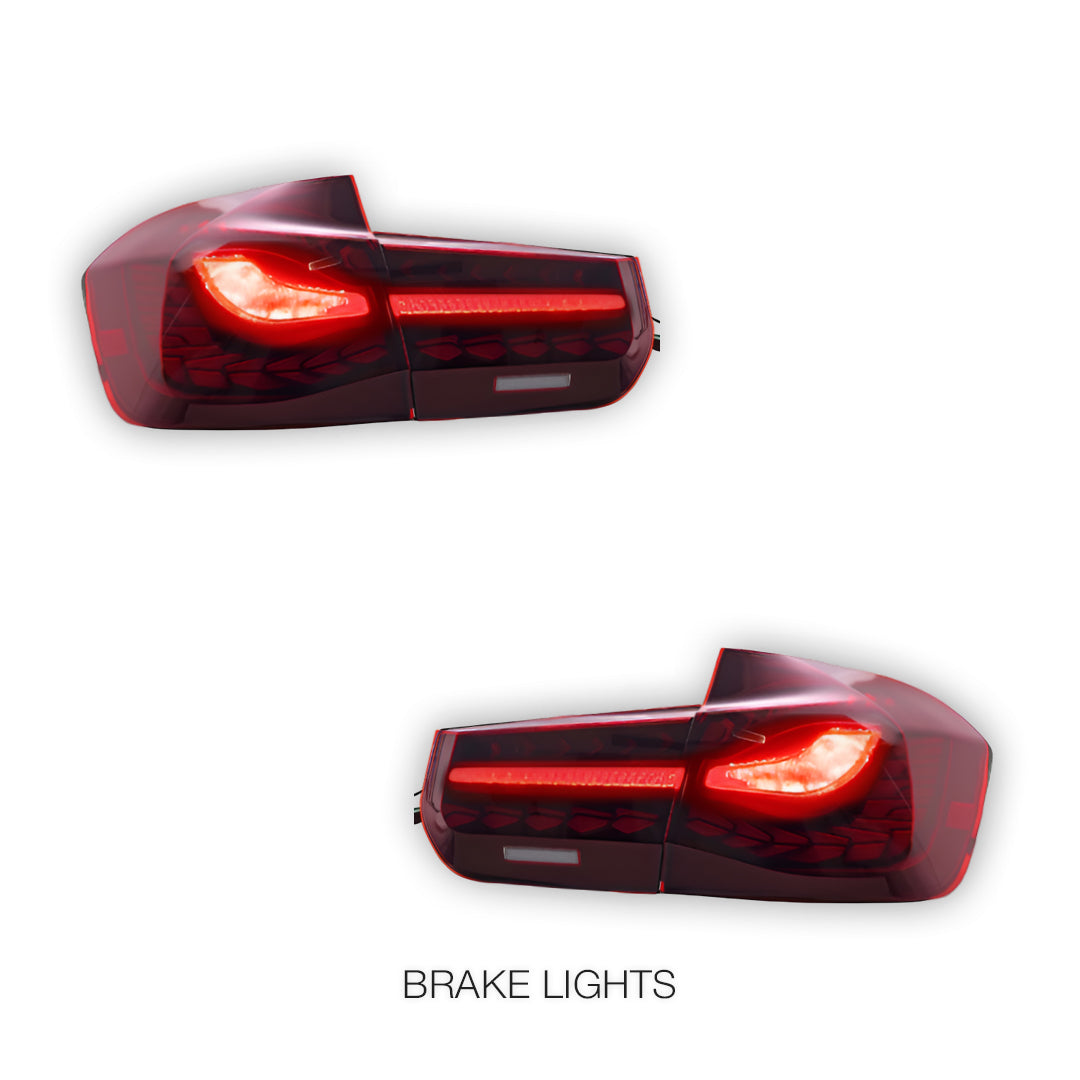 BMW 3-Series F30 / F80 / M3 (2012 - 2015) Dragon Scale Style Sequential Red LED Tail Lights LH + RH