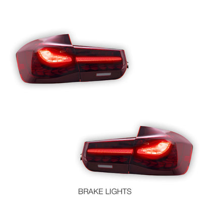 BMW 3-Series F30 / F80 / M3 (2012 - 2015) Dragon Scale Style Sequential Red LED Tail Lights LH + RH
