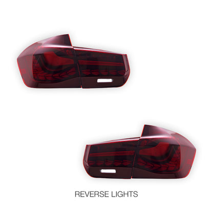 BMW 3-Series F30 / F80 / M3 (2012 - 2015) Dragon Scale Style Sequential Red LED Tail Lights LH + RH