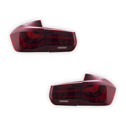 BMW 3-Series F30 / F80 / M3 (2012 - 2015) Dragon Scale Style Sequential Red LED Tail Lights LH + RH