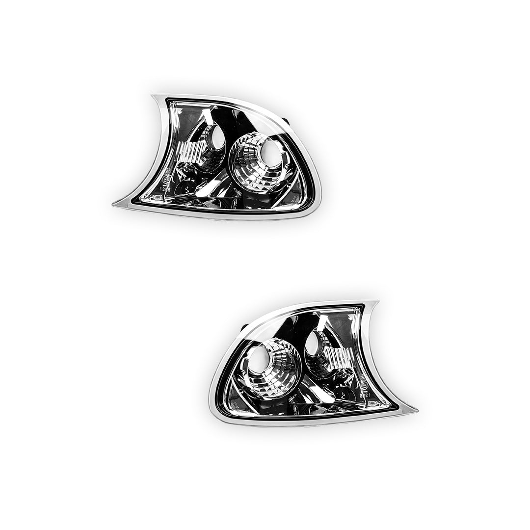 BMW 3 Series E46 (2001 - 2002) Clear / Black Corner Turn Signal Indicator Lights LH + RH