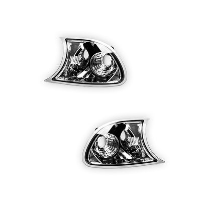 BMW 3 Series E46 (2001 - 2002) Clear / Black Corner Turn Signal Indicator Lights LH + RH