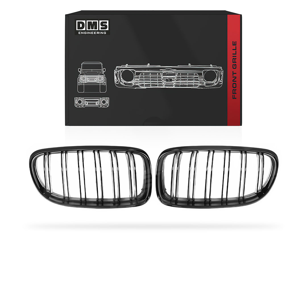 BMW 3 Series E90 / E91 (2009 - 2011) Chrome Silver / Gloss Black M3 Style Front Bumper Bar Grille