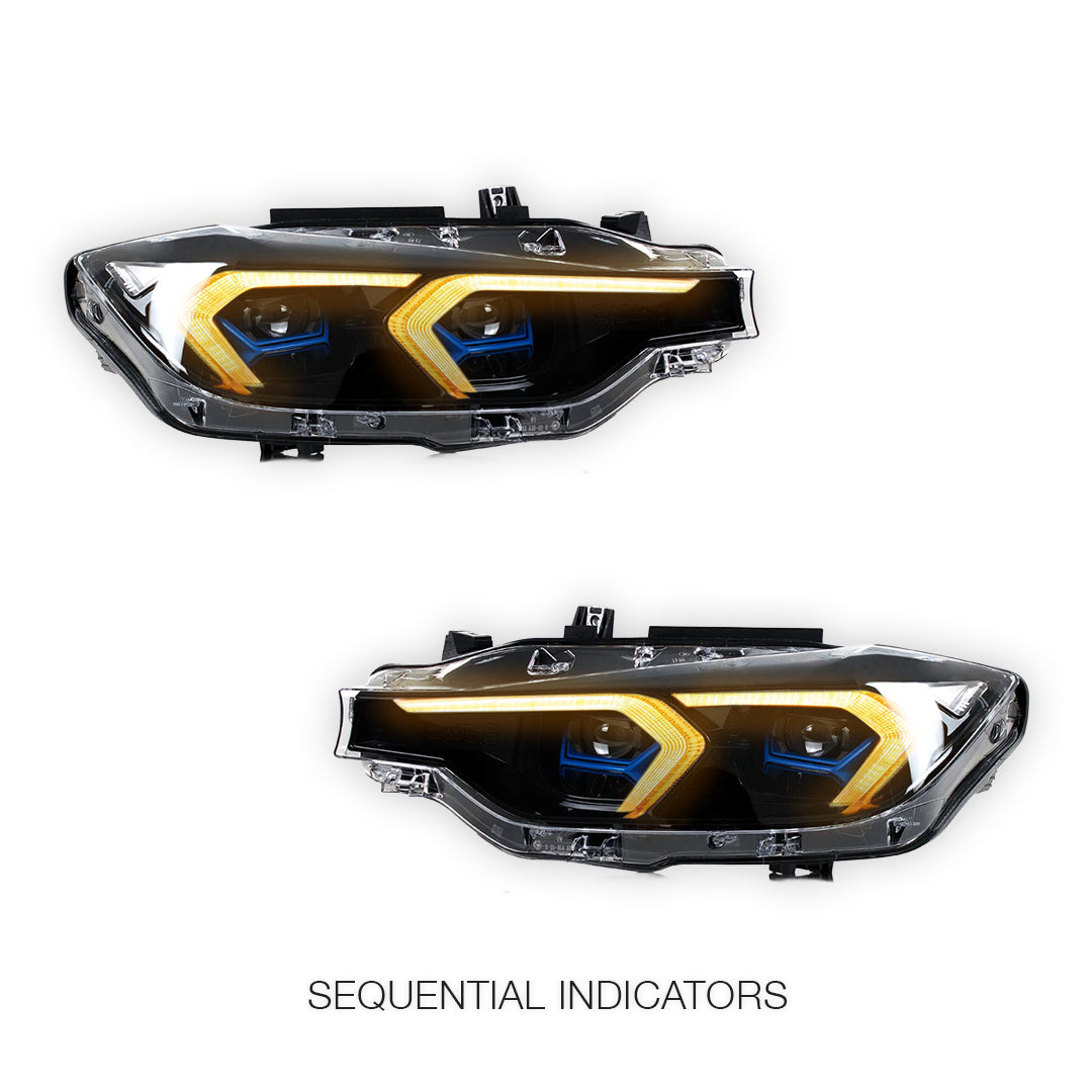 BMW 3 Series F30 (2013 - 2019) LED Projector Sequential Indicator Headlights LH + RH