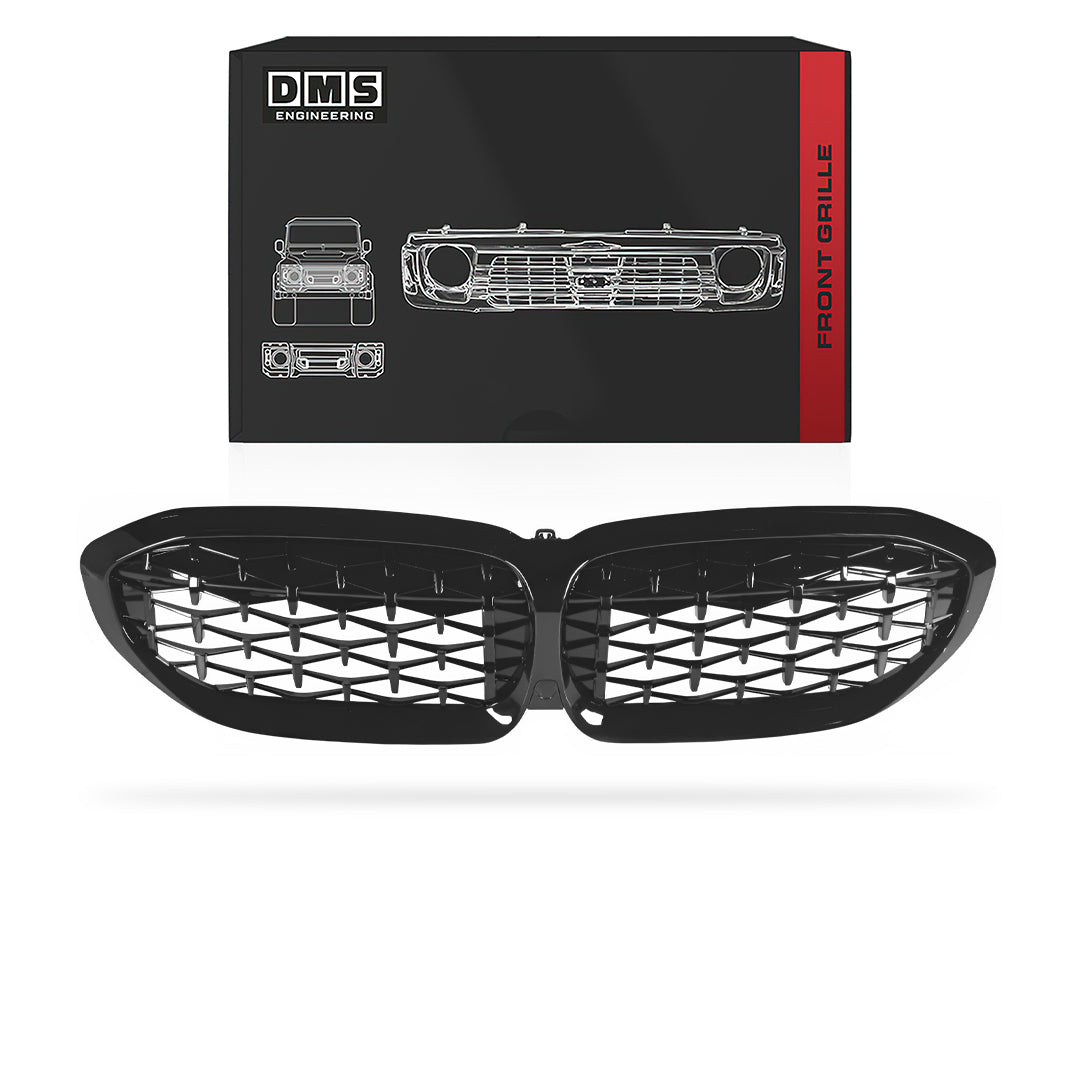 BMW 3 Series G20 / G21 (2018 - 2022) Gloss Black M340i Style Front Bumper Bar Grille