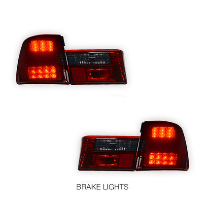 BMW 5 Series E34 (1987 - 1996) Smoked Red with Trunk Garnish Panel LED Tail Lights LH + RH