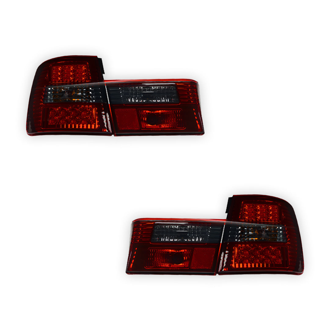 BMW 5 Series E34 (1987 - 1996) Smoked Red with Trunk Garnish Panel LED Tail Lights LH + RH