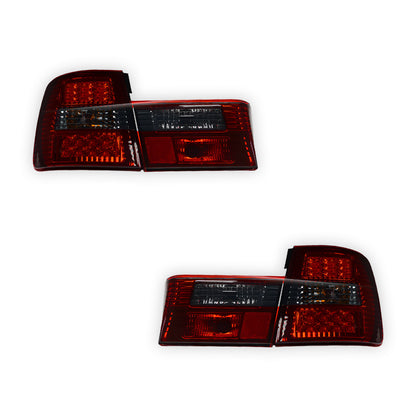 BMW 5 Series E34 (1987 - 1996) Smoked Red with Trunk Garnish Panel LED Tail Lights LH + RH