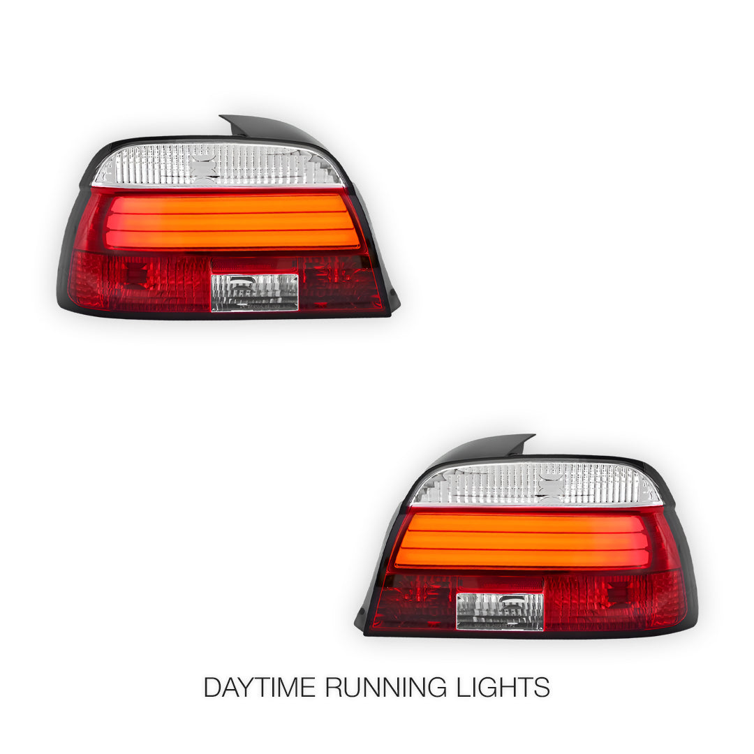 BMW 5 Series E39 (1995 - 2000) Smoked Red with 3D LED Stripe Bar Tail Lights LH + RH