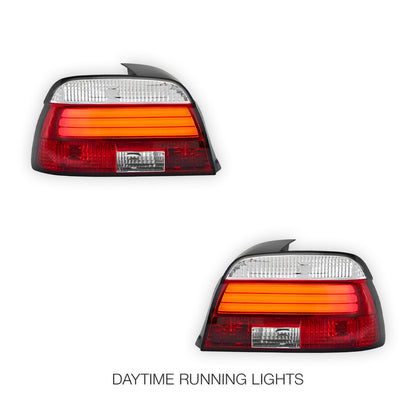 BMW 5 Series E39 (1995 - 2000) Smoked Red with 3D LED Stripe Bar Tail Lights LH + RH