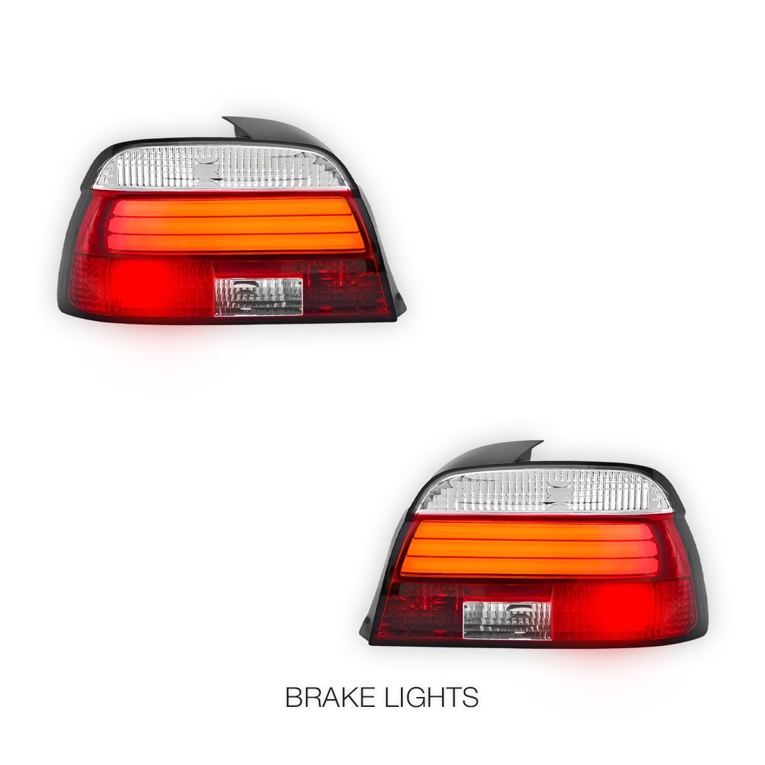 BMW 5 Series E39 (1995 - 2000) Smoked Red with 3D LED Stripe Bar Tail Lights LH + RH
