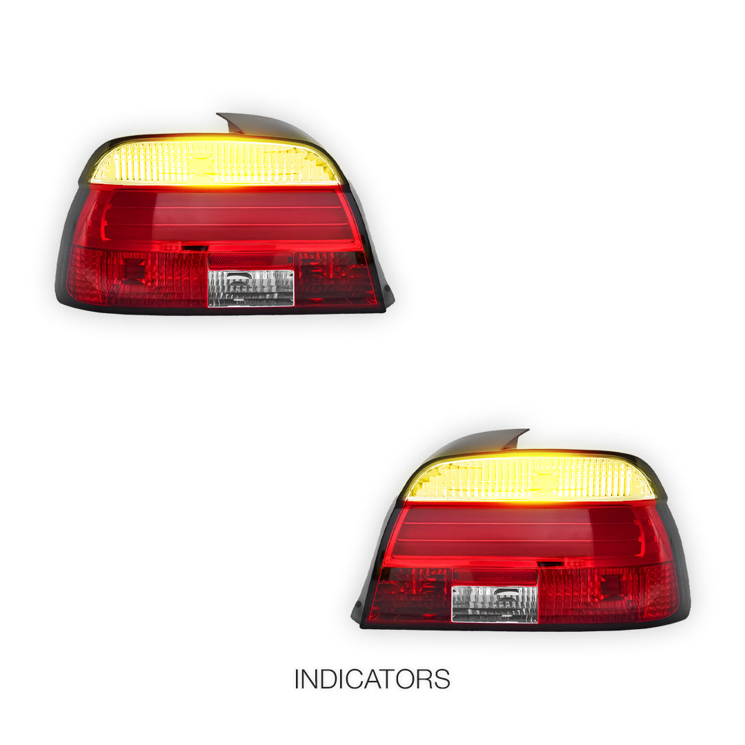 BMW 5 Series E39 (1995 - 2000) Smoked Red with 3D LED Stripe Bar Tail Lights LH + RH