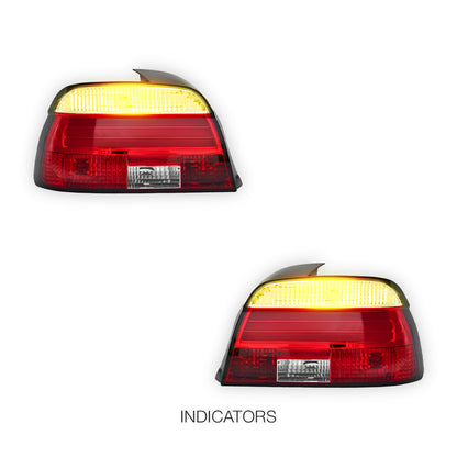 BMW 5 Series E39 (1995 - 2000) Smoked Red with 3D LED Stripe Bar Tail Lights LH + RH