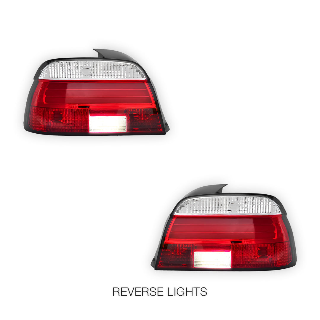 BMW 5 Series E39 (1995 - 2000) Smoked Red with 3D LED Stripe Bar Tail Lights LH + RH