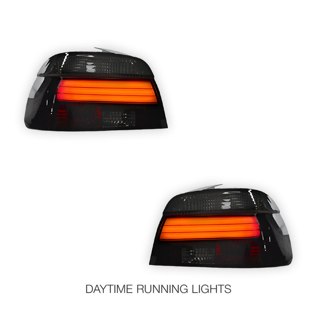 BMW 5 Series E39 (1995 - 2000) Smoked Red with 3D LED Stripe Bar Tail Lights LH + RH