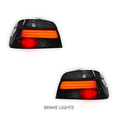 BMW 5 Series E39 (1995 - 2000) Smoked Red with 3D LED Stripe Bar Tail Lights LH + RH
