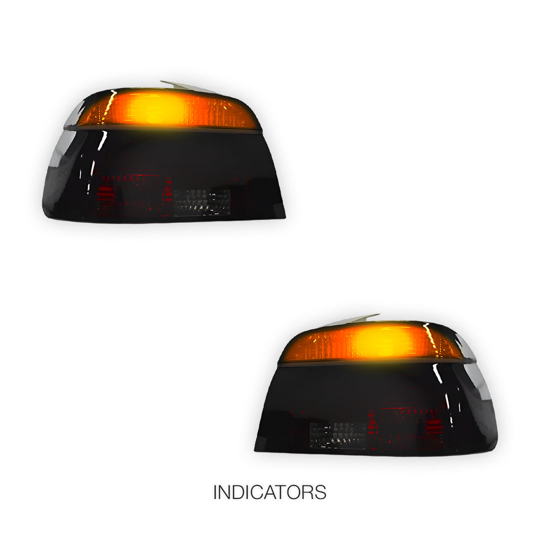 BMW 5 Series E39 (1995 - 2000) Smoked Red with 3D LED Stripe Bar Tail Lights LH + RH