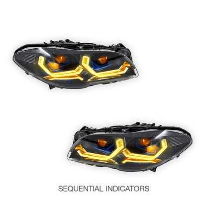 BMW 5 Series F10 (2010 - 2017) LED Projector Sequential Indicator Headlights LH + RH