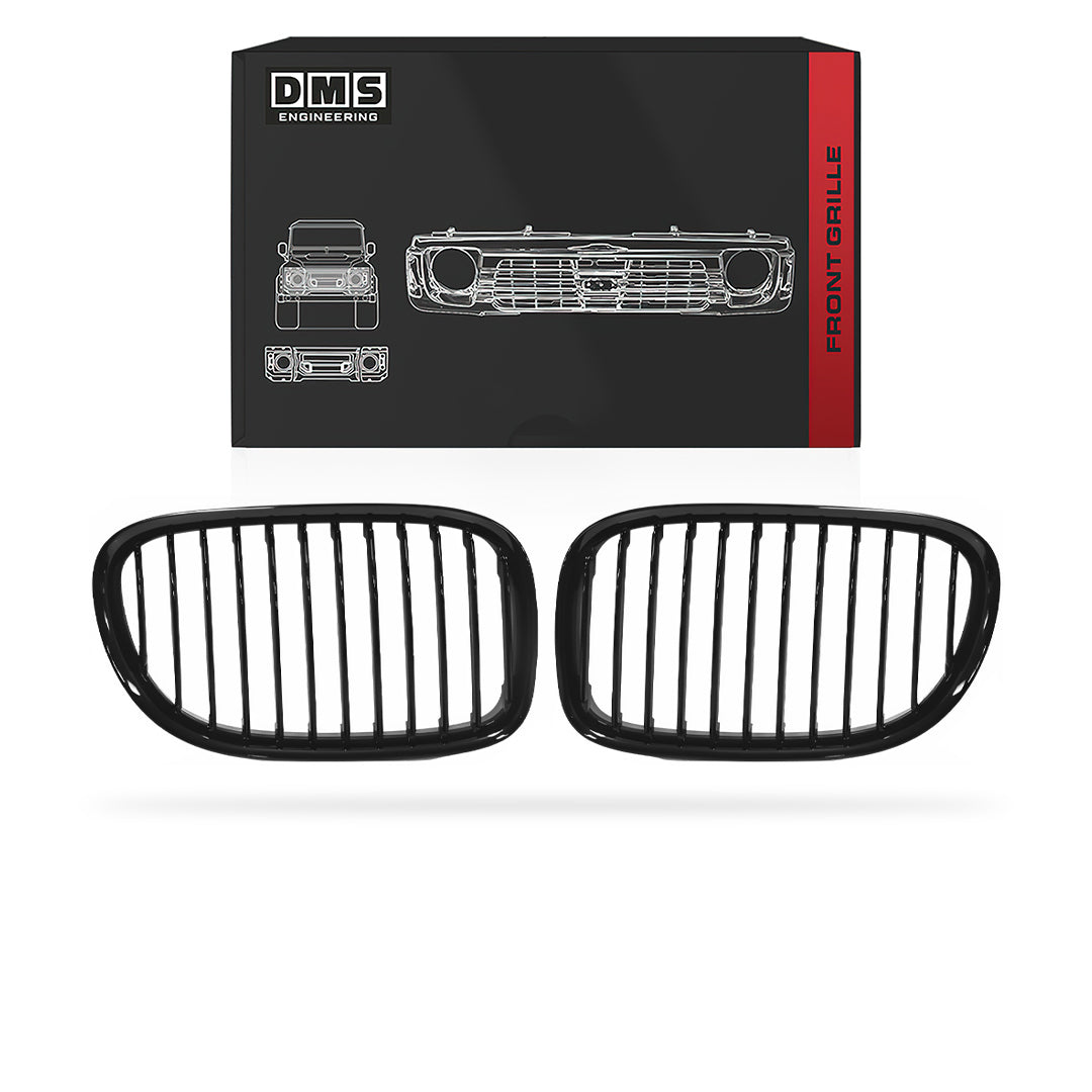 BMW 7 Series F01 / F02 / F03 / F04 (2008 - 2015) Gloss Black / Chrome Silver Front Bumper Bar Kidney Grille
