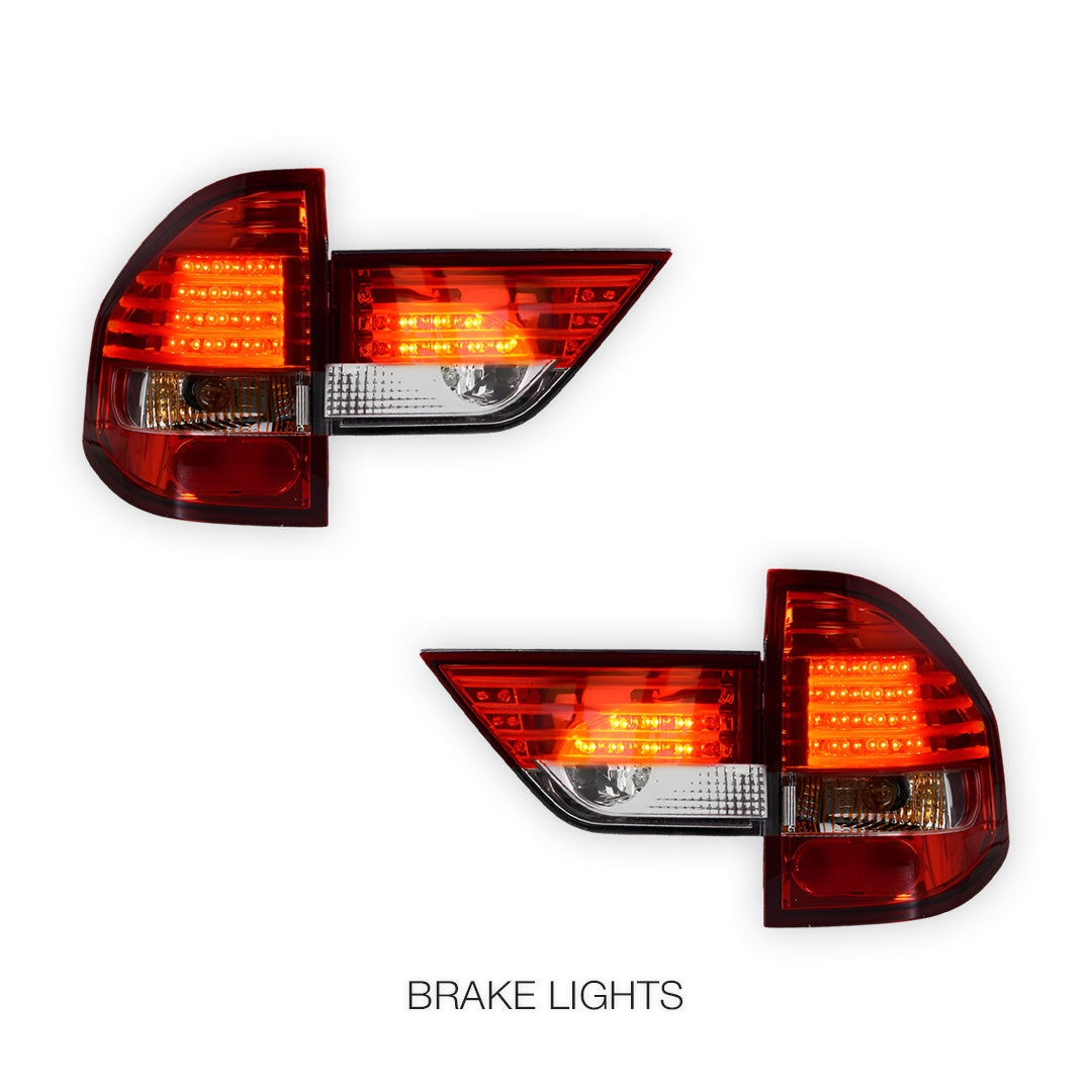 BMW X3 E83 (2004 - 2007) Clear Red with Trunk Garnish LED Tail Lights LH + RH