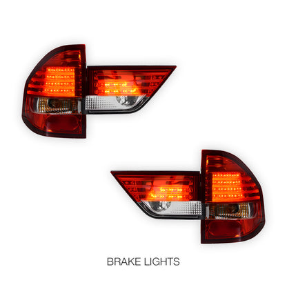 BMW X3 E83 (2004 - 2007) Clear Red with Trunk Garnish LED Tail Lights LH + RH
