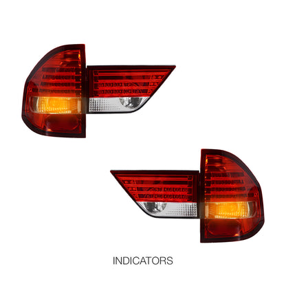BMW X3 E83 (2004 - 2007) Clear Red with Trunk Garnish LED Tail Lights LH + RH