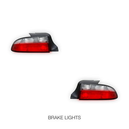 BMW Z3 E36 (1996 - 1998) Clear Red  Tail Lights LH + RH