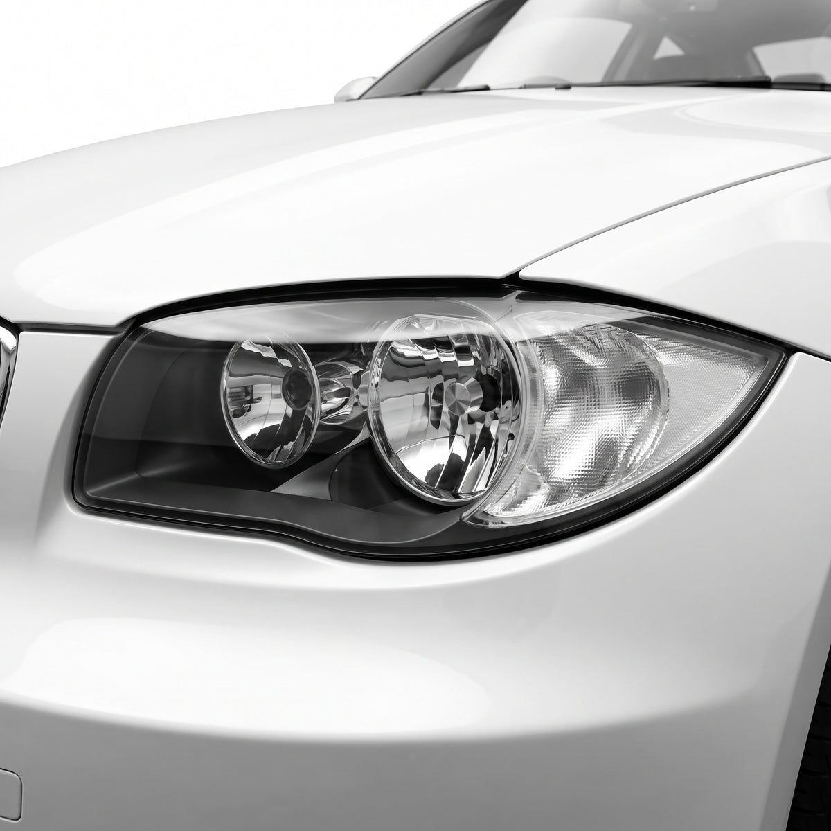 BMW 1 Series E82 Coupe (2008 - 2011) Non-Xenon OEM Style Headlights LH + RH installed close-up