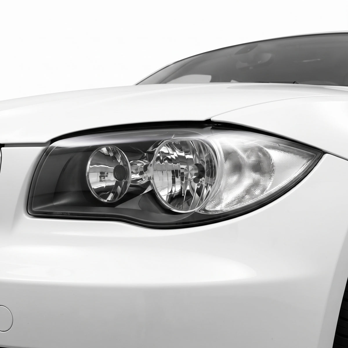 BMW 1 Series E87 Hatch (2007 - 2009) OEM Style Headlights LH + RH installed close-up