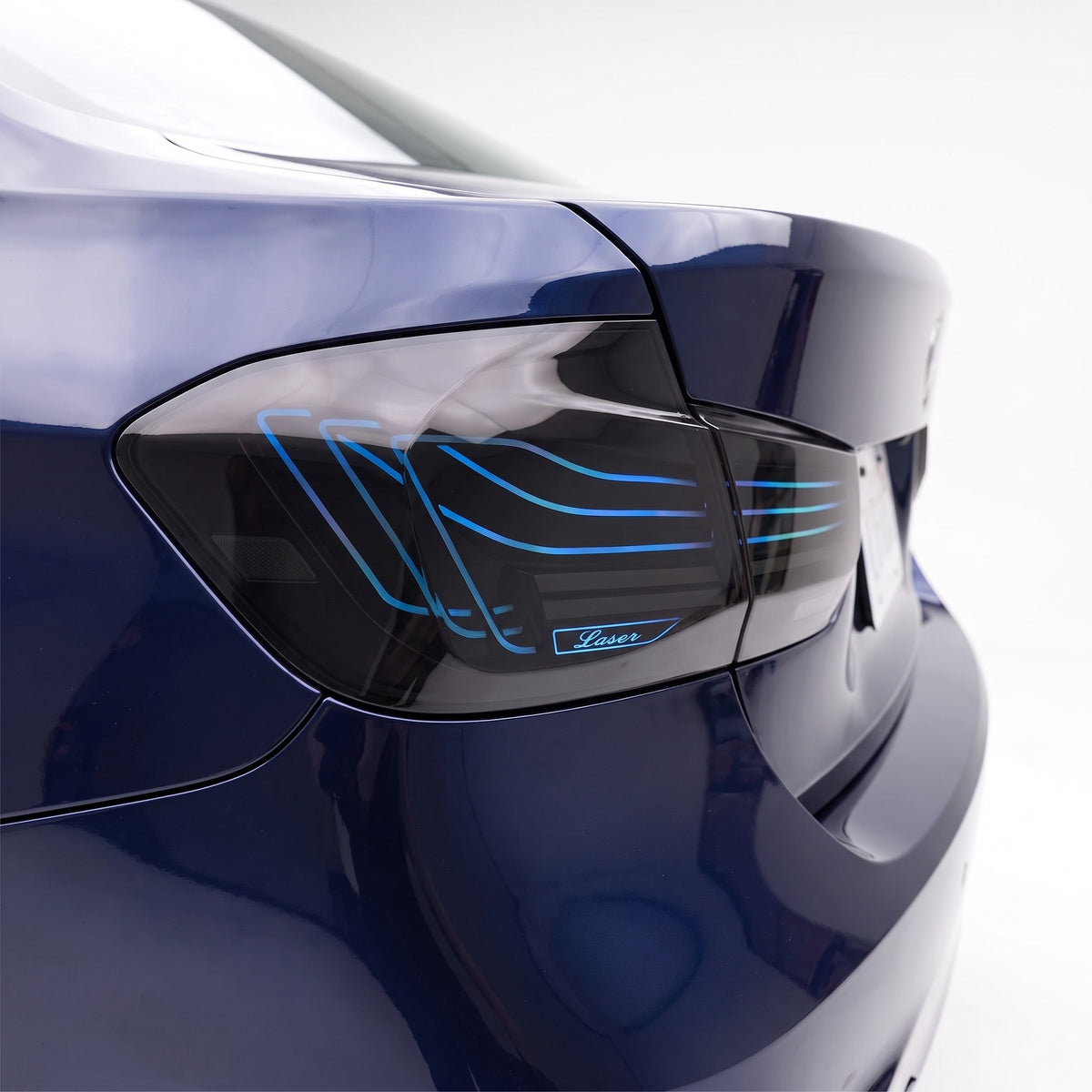 BMW 3-Series F30 / F80 / M3 (2013 - 2018) CSL Style Sequential RGB LED Tail Lights LH + RH installed close-up