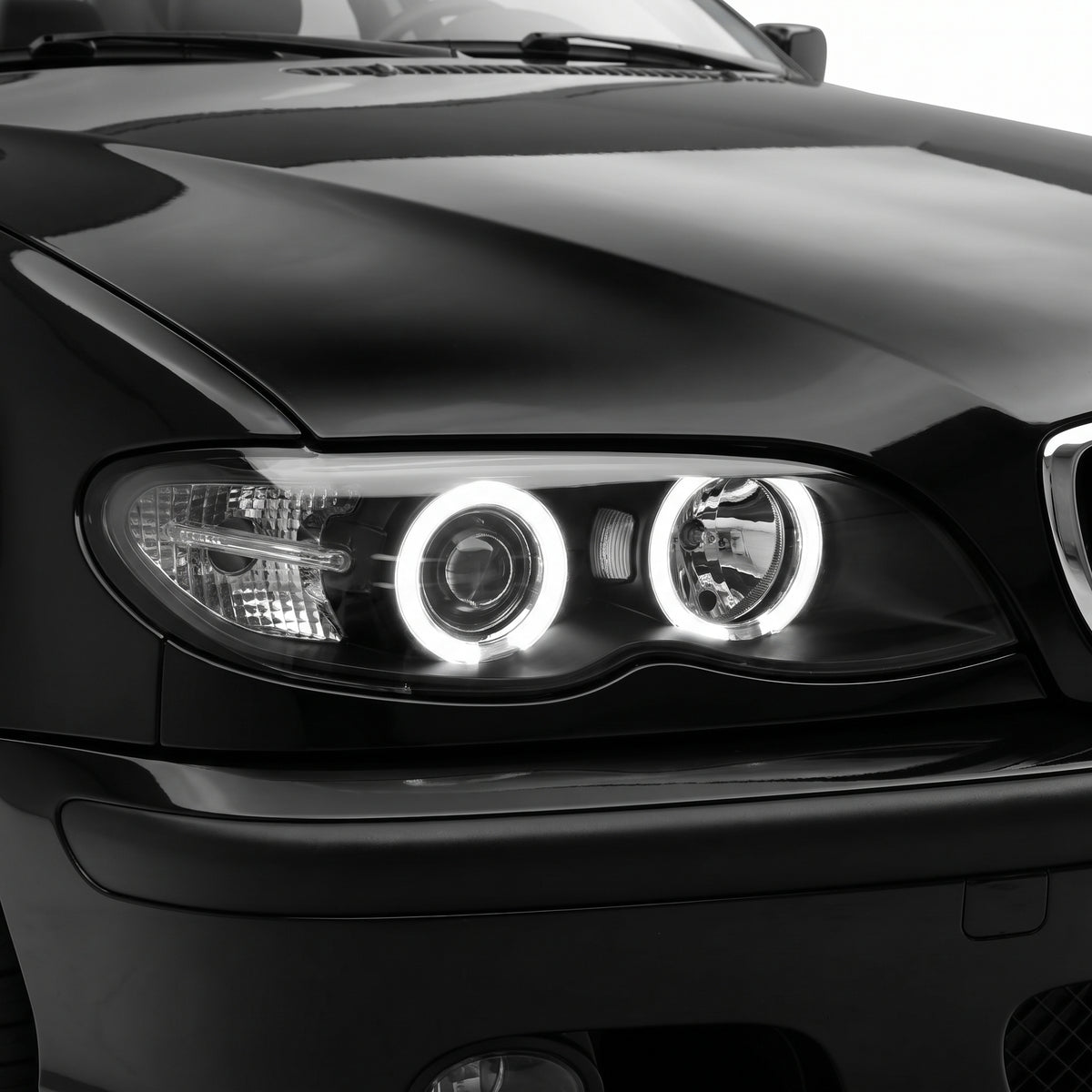 BMW 3 Series E46 (2003 - 2005) Halogen Model CCFL Angel-Eyes Projector Headlights LH + RH installed