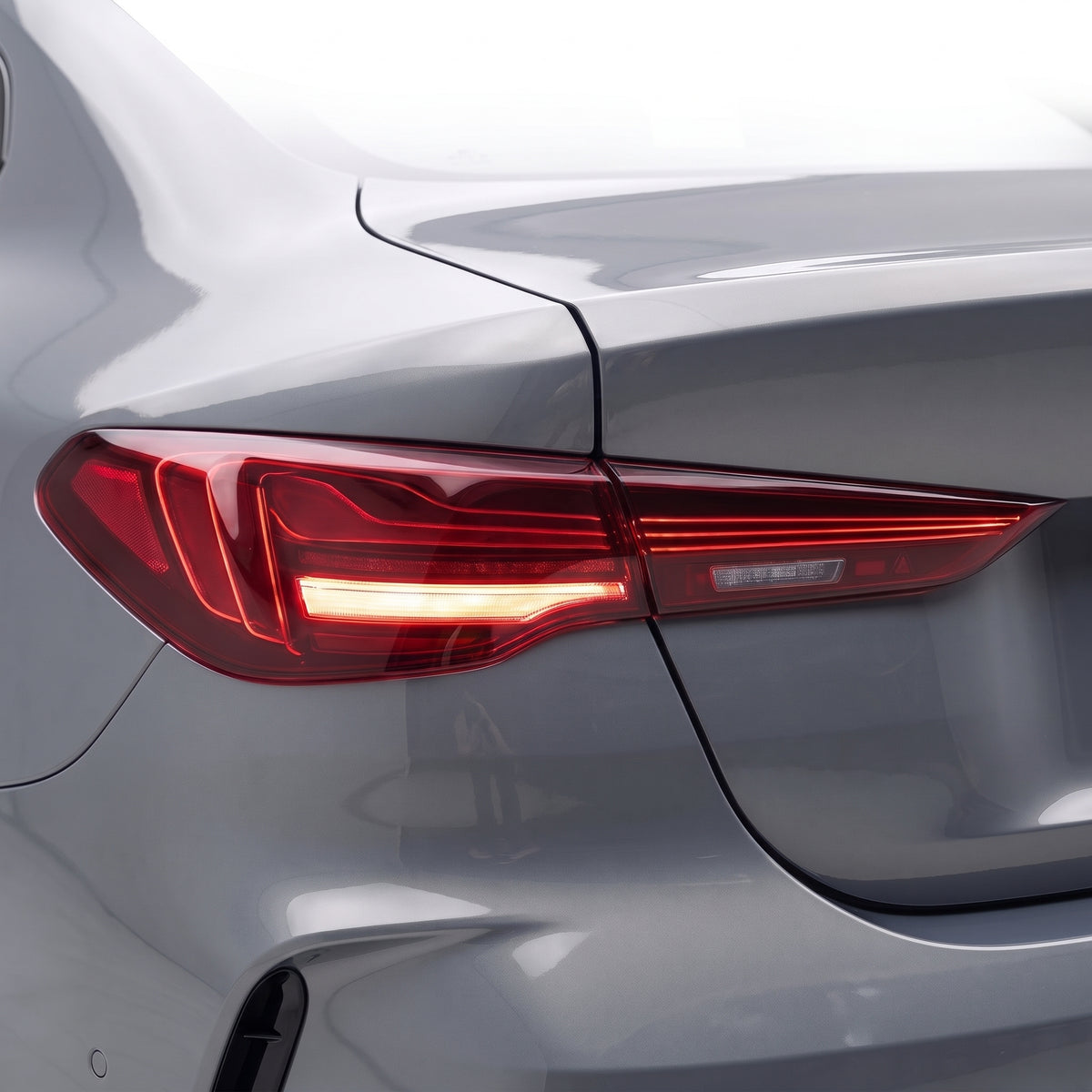 BMW 4-Series G22 / G23 / G26 (2020 - 2025) Sequential Red Full LED Tail Lights LH + RH installed close-up