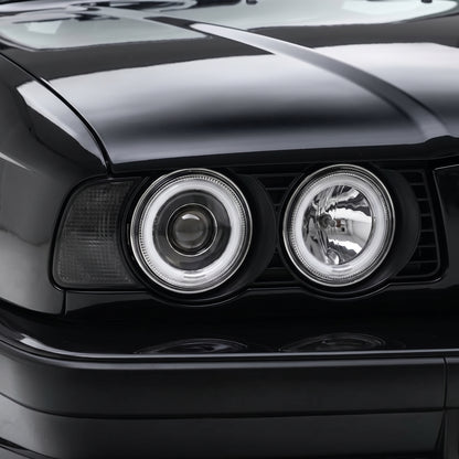 BMW 5 Series E34 (1987 - 1996) Crystal Clear CCFL Angel-Eye Projector Headlights LH + RH
