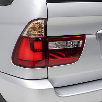 BMW X5 E53 (2000 - 2003) Clear Red 3D LED Stripe Bar Tail Lights and Trunk Garnish LH + RH