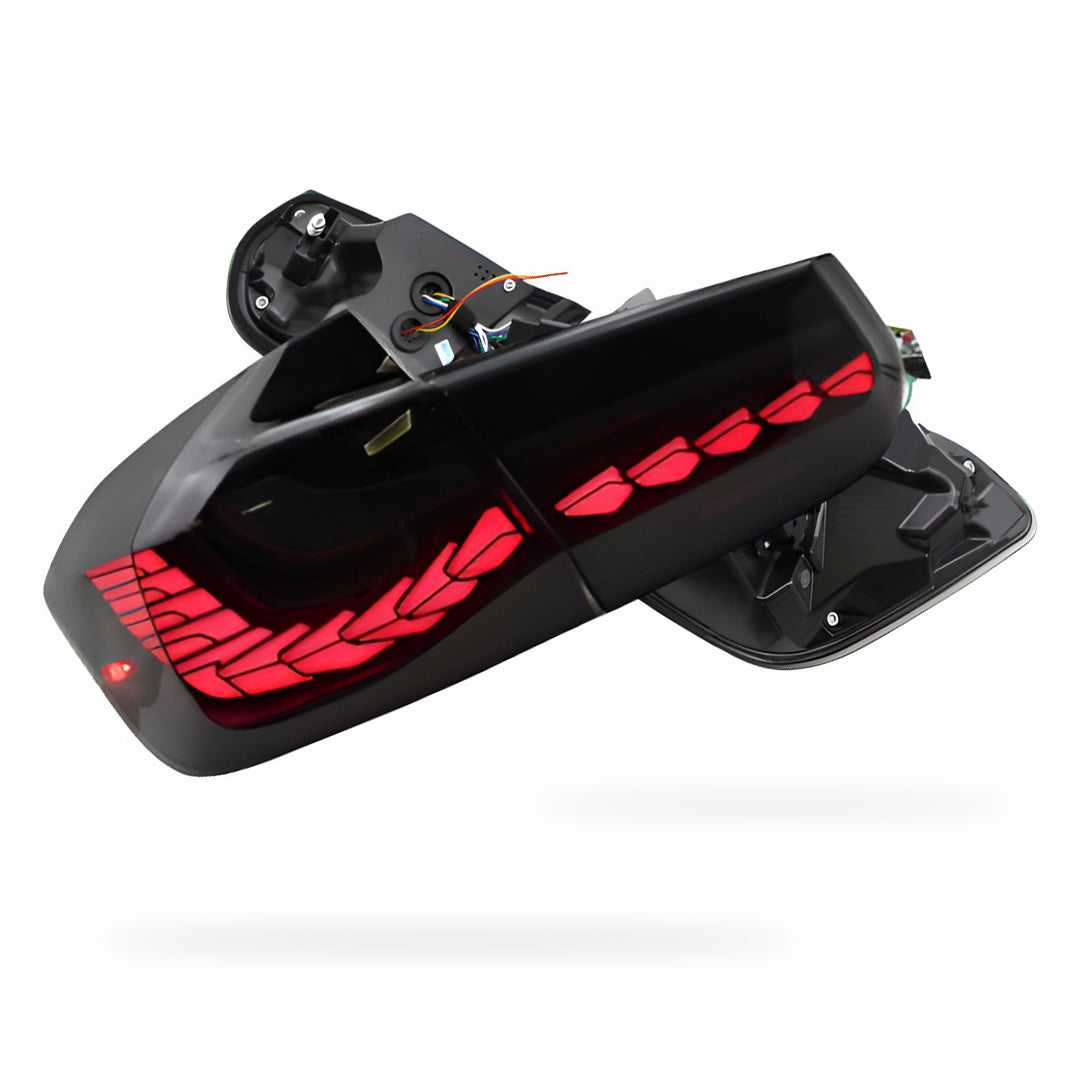 BMW 3-Series F30 / F80 / M3 (2012 - 2015) Dragon Scale Style Sequential Smoked LED Tail Lights LH + RH