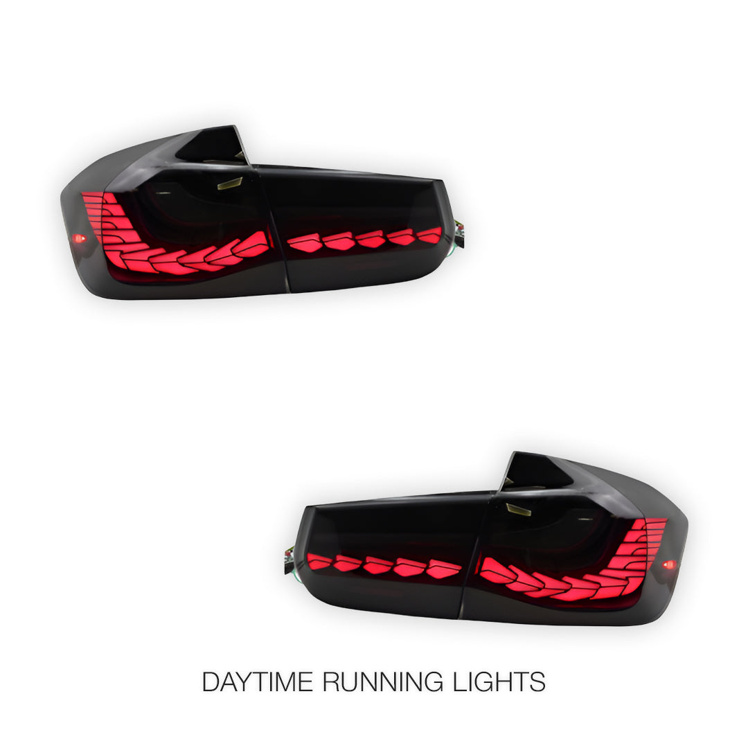 BMW 3-Series F30 / F80 / M3 (2012 - 2015) Dragon Scale Style Sequential Smoked LED Tail Lights LH + RH