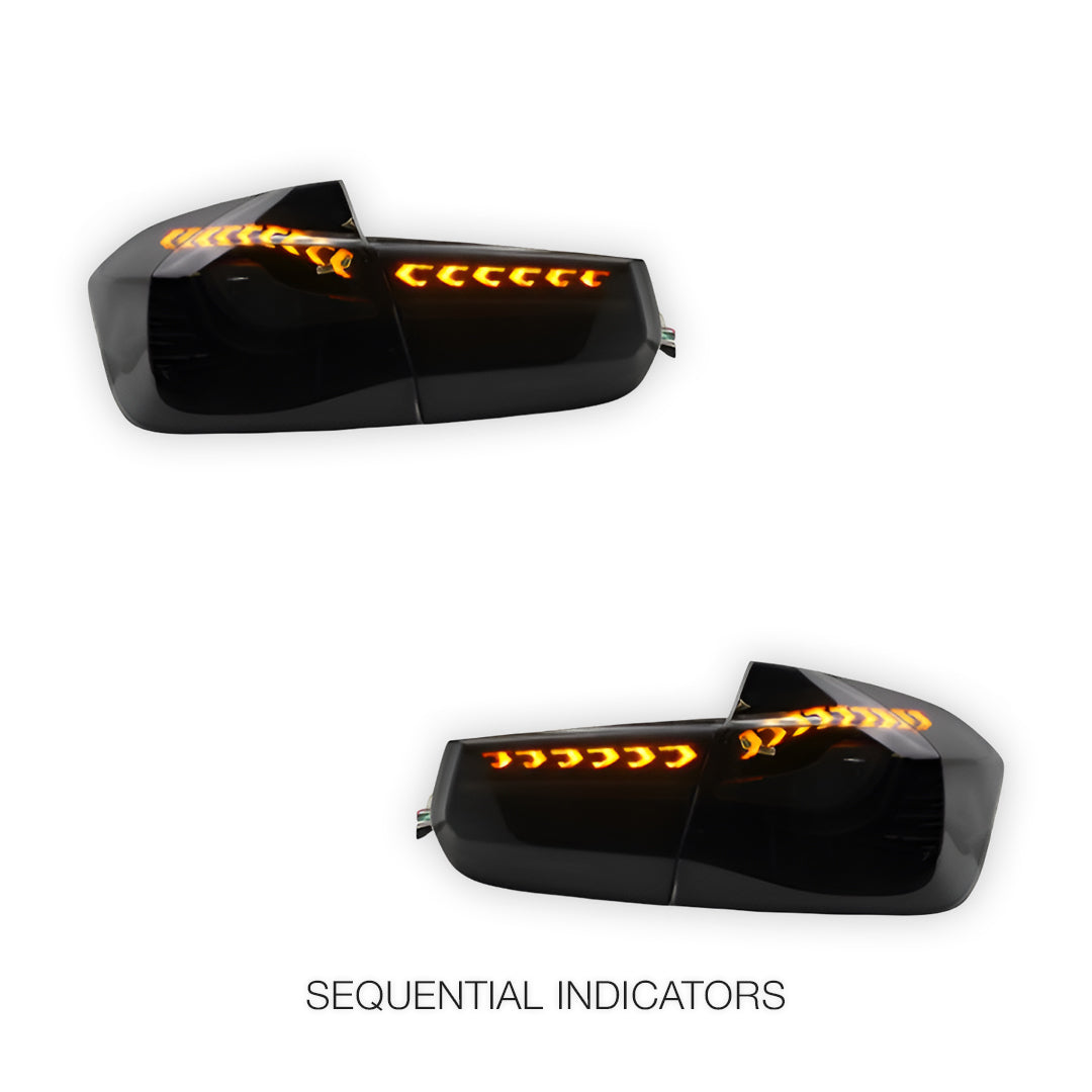 BMW 3-Series F30 / F80 / M3 (2012 - 2015) Dragon Scale Style Sequential Smoked LED Tail Lights LH + RH