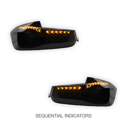 BMW 3-Series F30 / F80 / M3 (2012 - 2015) Dragon Scale Style Sequential Smoked LED Tail Lights LH + RH