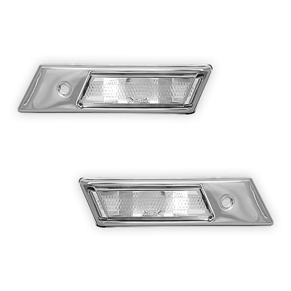 BMW 3 Series E36 (1991 - 1996) Black / Chrome Clear Side Fender Turn Signal Indicator Lights LH + RH
