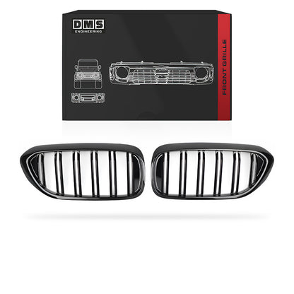 BMW 5 Series G30 / G31 (2017 - 2020) Gloss Black / Gloss Black with colour stripes M5 Style Front Bumper Bar Kidney Grille